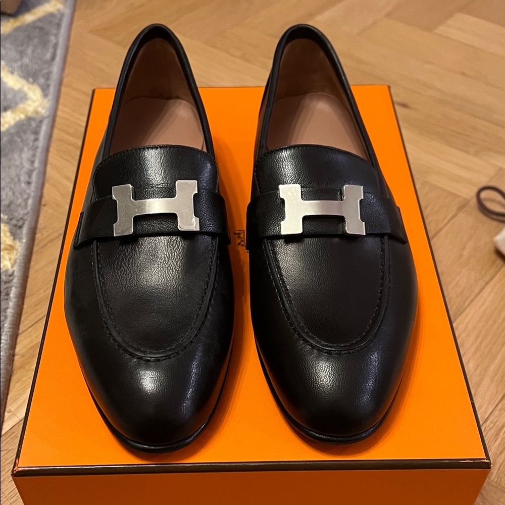 Hermes Black Paris Loafers